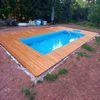 Montáž terasy z tvrdého dřeva kolem bazénu, Trutnov - při realizaci